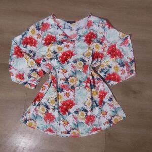 Mario Serrani Vibrant Floral V-Neck Blouse